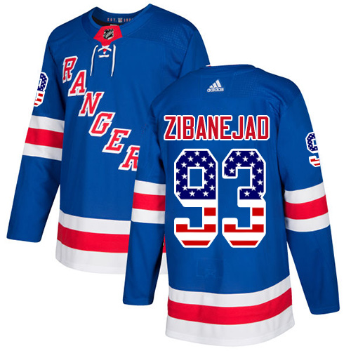 Adidas Rangers #93 Mika Zibanejad Royal Blue Home Authentic USA Flag Stitched NHL Jersey - Click Image to Close